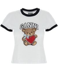 Ganni - T-Shirt With Colorful Print - Lyst