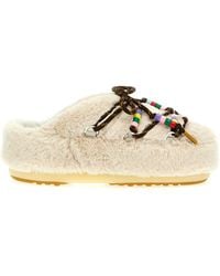 Moon Boot - Faux-fur Beads Flat Shoes - Lyst