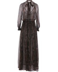 Saint Laurent - Semi-Sheer Lavallière Maxi Dress - Lyst