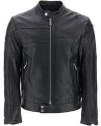 DSquared² - Giacca Biker In Pelle Con Patch - Lyst