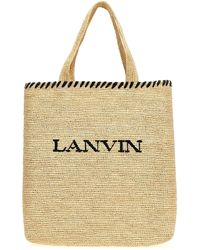 Lanvin - Logo Shopping Bag Borse A Mano Bianco/Nero - Lyst