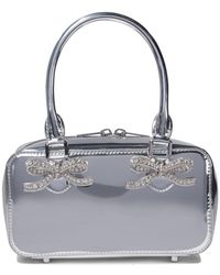 Self-Portrait - 'Metallic Leather Mini Tote' Handbag - Lyst