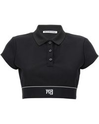 T By Alexander Wang - Cheerleader Crop Polo With Logo - Lyst