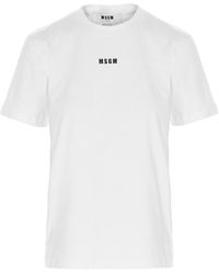 MSGM - Logo T Shirt Bianco - Lyst