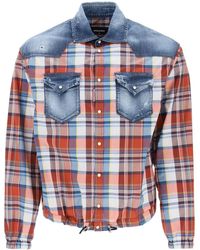 DSquared² - Plaid Western Shirt With Denim Inserts - Lyst