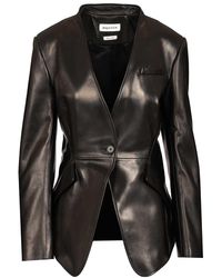 McQueen - Tailored Leather Jacket Jackets Black - Lyst