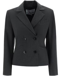 Ganni - Waisted Double-breasted Blazer - Lyst