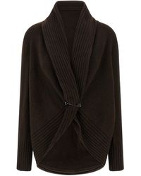 Alberta Ferretti - Brooch Cardigan Maglioni Marrone-Donna - Lyst