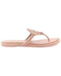 Tory Burch - Pavé Leather Thong Sandals - Lyst