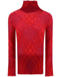 Burberry - Mohair Blend Sweater With Check Motif - Lyst