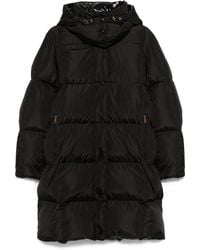 Moncler - Long Little Down Jacket With Square Quilting And Hood - Lyst