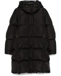 Moncler - Piumino Lungo Litte Con Trapuntatura Quadrata E Cappuccio-Donna - Lyst