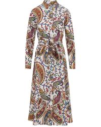 Etro - Abito-Camicia Con Cintura Stampa Paisley-Donna - Lyst