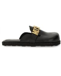Moschino - Leather Sandal With Logo Detail - Lyst