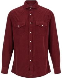 Brunello Cucinelli - Corduroy Shirt Shirt And Blouse Bordeaux - Lyst