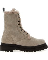 Brunello Cucinelli - Suede Combat Boots Monile - Lyst