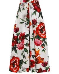 Dolce & Gabbana - Gonna Midi Con Stampa A Fiori-Donna - Lyst