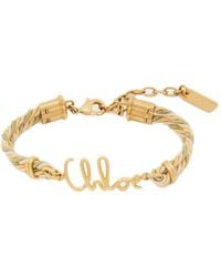 Chloé - Plage Logo-Plaque Braided Bracelet - Lyst