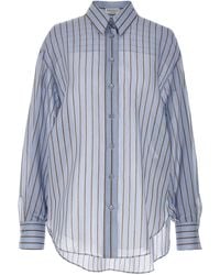Brunello Cucinelli - Striped Shirt Shirt, Blouse - Lyst