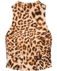 ROTATE BIRGER CHRISTENSEN - Leopard Print Jersey Crop Top - Lyst
