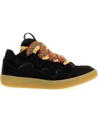 Lanvin - Men Leather Curb Sneakers - Lyst