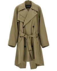 Balenciaga - 'Draped Neck' Trench Coat - Lyst