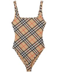 Burberry - Check Swimsuit - Lyst