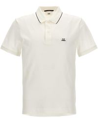 C.P. Company - Logo Embroidery Shirt Polo Bianco - Lyst