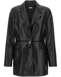 Karl Lagerfeld - Recycled Leather Blazer Blazer And Suits - Lyst