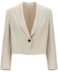 Brunello Cucinelli - Single-Breasted Cropped Blazer Blazer And Suits - Lyst