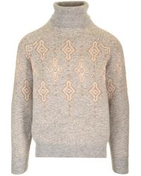 Brunello Cucinelli - Geometric Jacquard Turtleneck Sweater Knitwear - Lyst