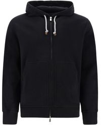 Brunello Cucinelli - Techno Cotton Interlock Zip-front Hooded Sweatshirt - Lyst