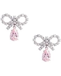 Self-Portrait - Orecchini A Goccia Rosa Con Fiocco Micro - Lyst