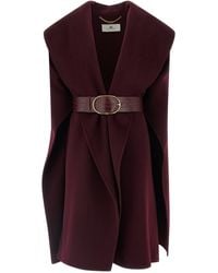 Elisabetta Franchi - Double Wool Cape Capes Bordeaux - Lyst
