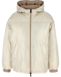 Brunello Cucinelli - Laminated Reversible Down Jacket Giacche Beige - Lyst