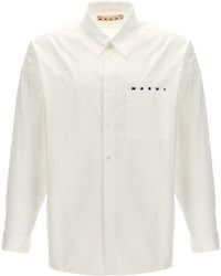 Marni - Logo Print Shirt Camicie Bianco - Lyst