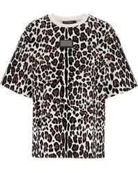 Dolce & Gabbana - Animal Print Logo Plaque T-shirt - Lyst