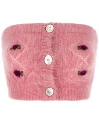Alessandra Rich - Carded Mohair Top Rosa-Donna - Lyst