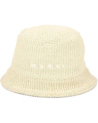 Marni - Raffia Bucket Hat With Logo Embroidery - Lyst