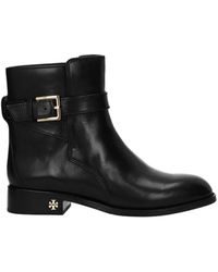 Tory Burch Alaina Suede and Leather Logodetail Ankle Boots in Brown | Lyst