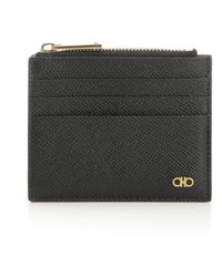 Ferragamo - Credit Card Holder With Zip Wallets Black - Lyst