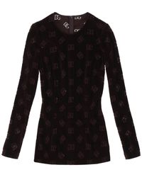 Dolce & Gabbana - Long Sleeved Top In Monogram Chenille - Lyst