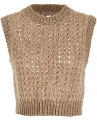 Peserico - Lurex Tricot Vest Gilet - Lyst