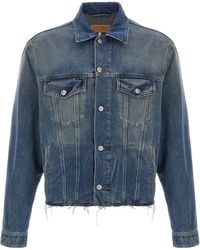 MM6 by Maison Martin Margiela - Raw Cut Denim Jacket With Button Closure - Lyst