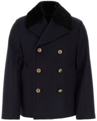 Prada - Dark Felt Coat - Lyst