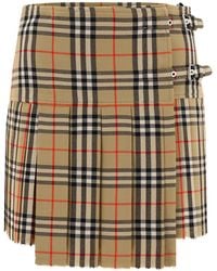 Burberry - Exquisite Check Mini Kilt Skirt - Lyst