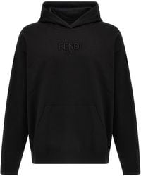 【関税込み】fendi LOGO HOODIE FENDI embroidered-logo Hoodie | Grey | FARFETCH