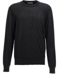Dolce & Gabbana - Logo Embroidery Sweater Maglioni Nero - Lyst