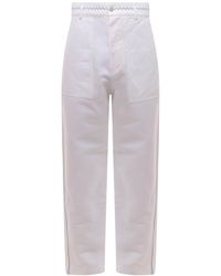 Nick Fouquet - White Denim Trouser With Stitching And Embroidery - Lyst