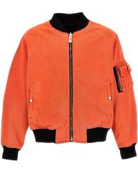 Givenchy - Nylon Reversible Denim Bomber Jacket Giacche Arancione - Lyst